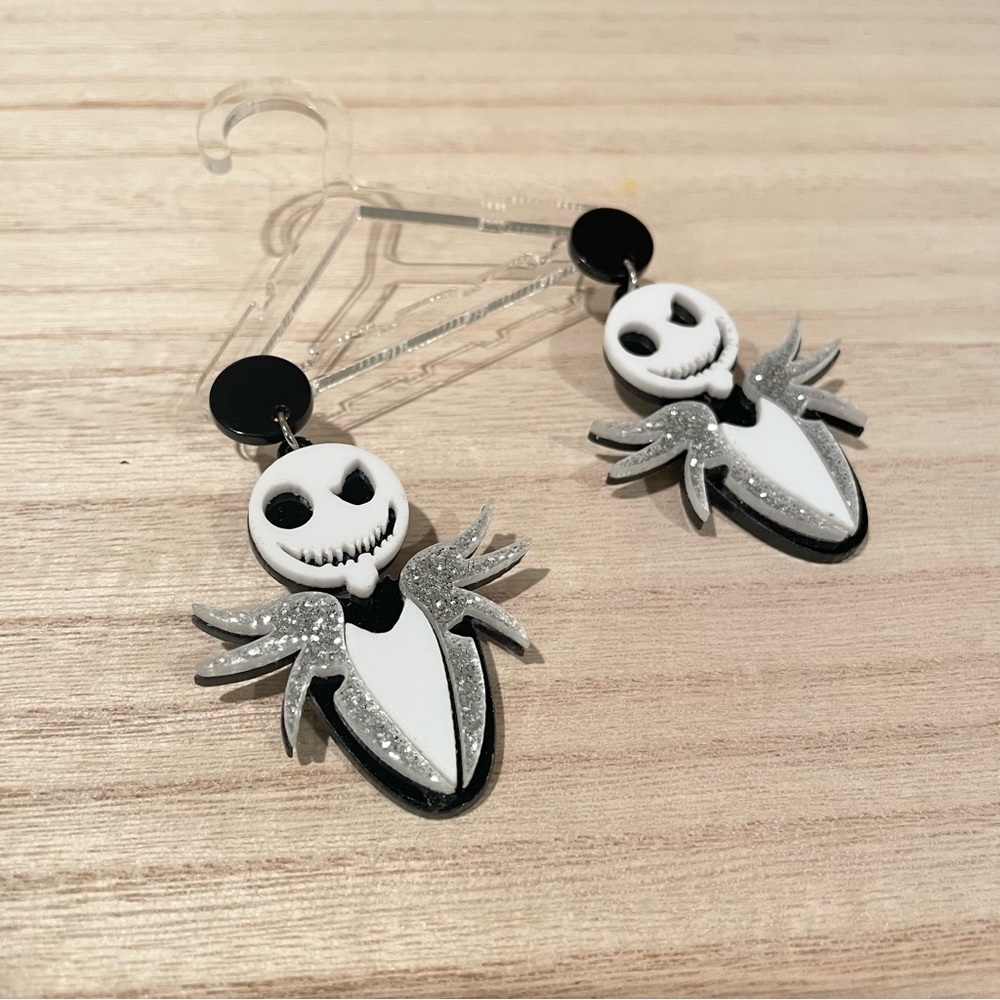 NEW Acrylic NBC Jack Skellington earrings